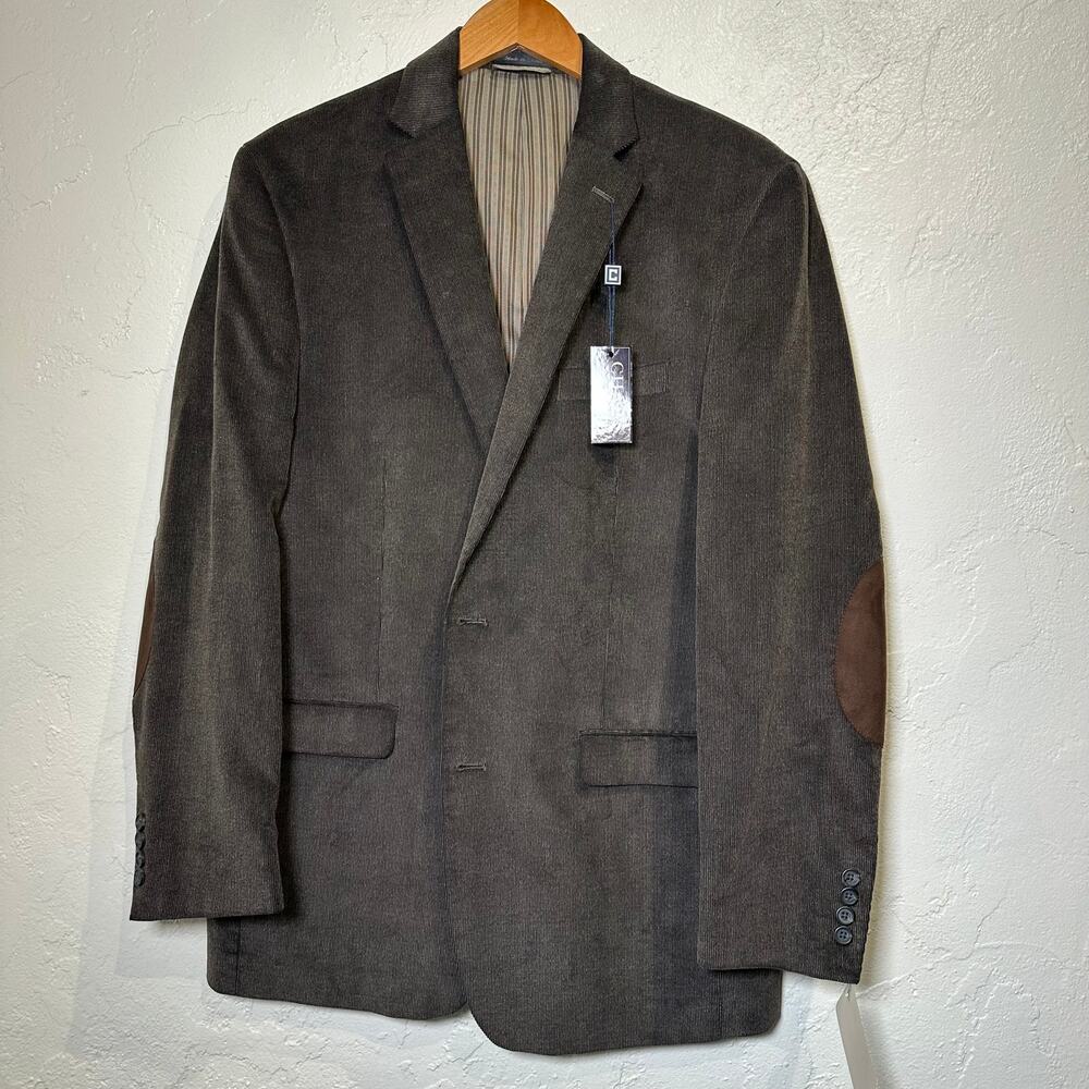 NWT $175 Chaps Size 42 Long Blazer Chocolate Brown Corduroy Micro ribbed